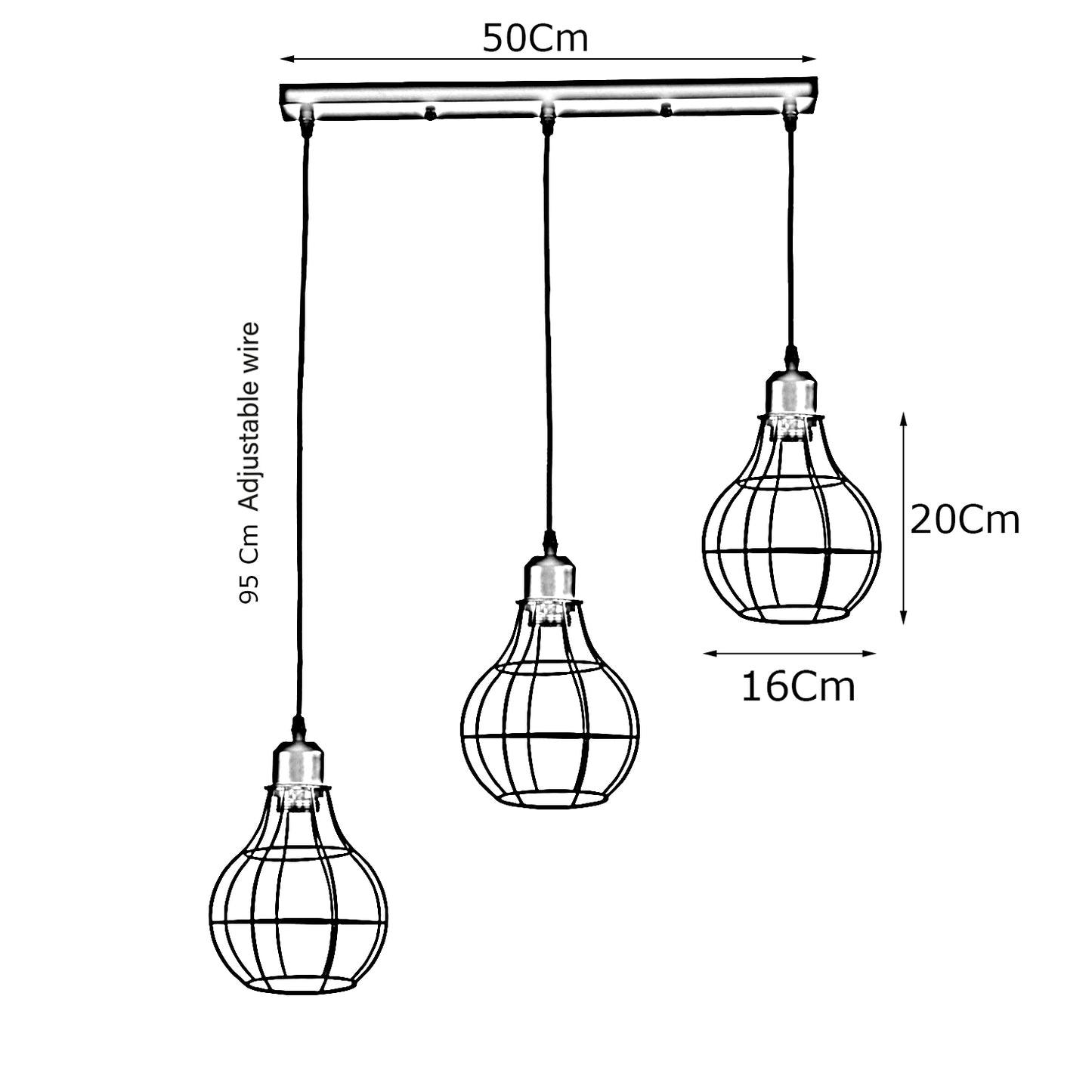 Modern Industrial Metal Cage Light Shade Hanging Ceiling Pendant Lights Brushed Silver~2559