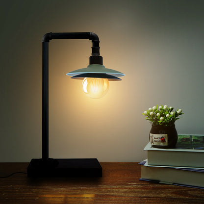 Industrial Rustic Retro Style Pipe Light Steampunk Desk Table Bedroom Lamp Light With Shade~2586