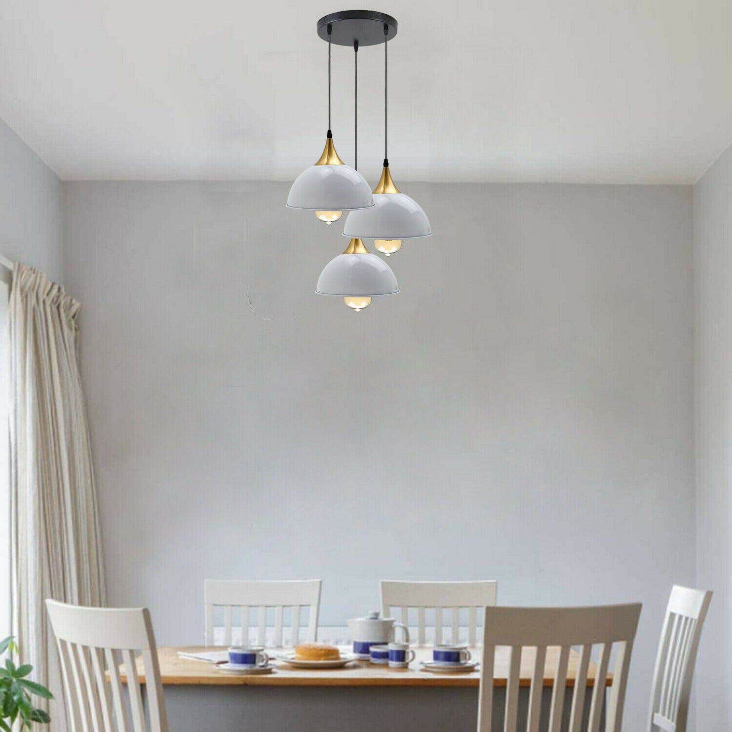 3 Way Vintage Industrial Metal Lampshade Modern Hanging Retro Ceiling Pendant Lights White~2580
