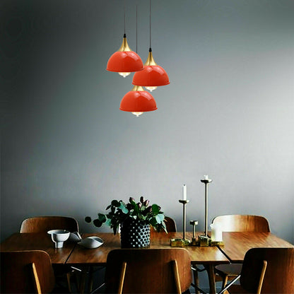 Modern Industrial 3 Way Orange Metal Lampshade Pendant Light-Application Image