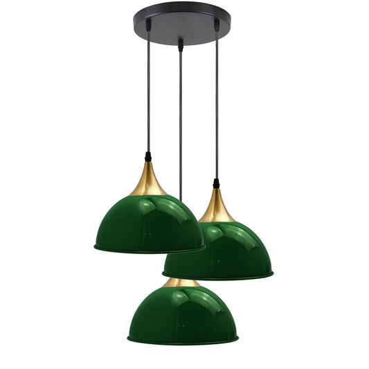 Retro Modern 3 Way Green Metal Lampshade Ceiling Pendant Light