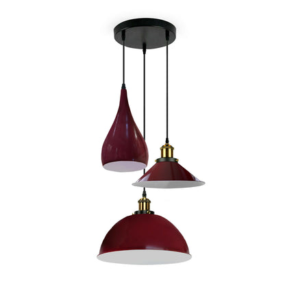 Modern 3 Head Metal Hanging Light Shade Ceiling Pendant Light Burgundy~2573