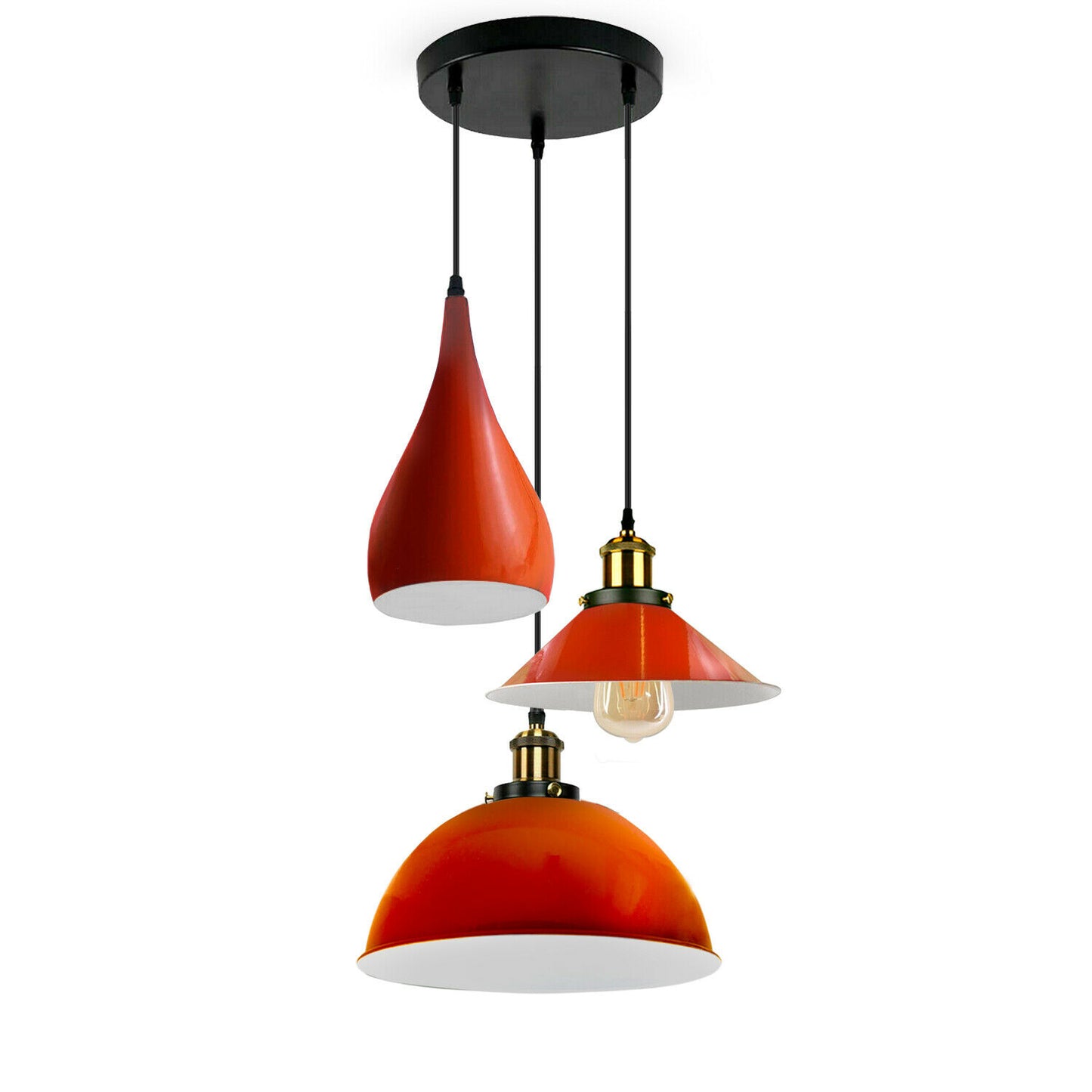 Modern 3 Head Metal Hanging Light Shade Ceiling Pendant Light Orange~2571