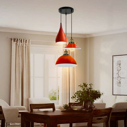 Modern 3 Head Metal Hanging Light Shade Ceiling Pendant Light Orange~2571