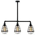 Galvanized Ceiling 3 Head Lamp Black Metal Water Pipe Light Fitting~2608