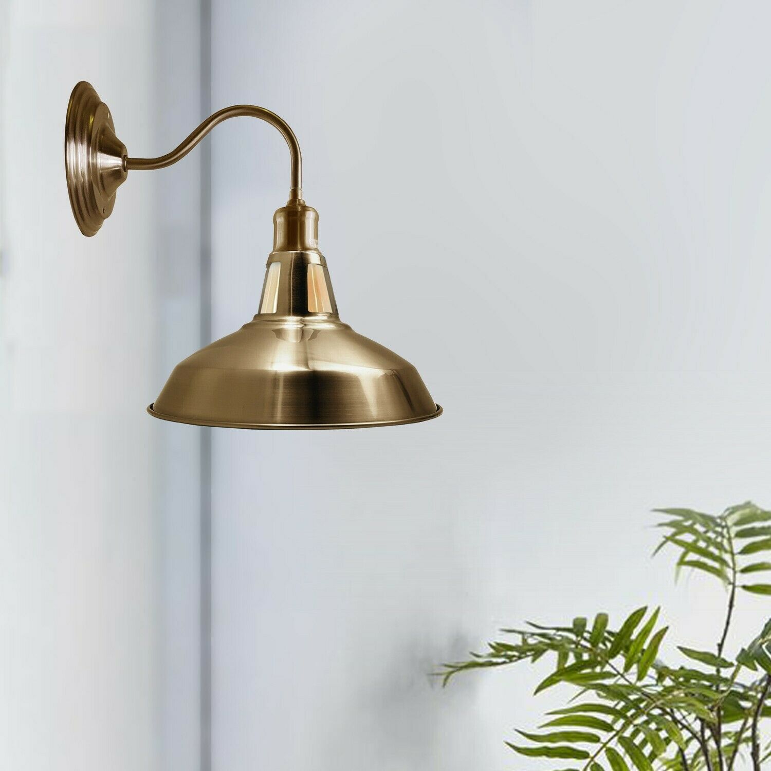 Modern Style High Polished Yellow Brass Wall Sconce with Vintage Retro Industrial Wall Light Shade-Application image 