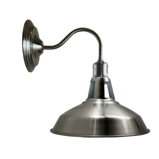 Modern Style High Polished  Satin Nickel Wall Sconce with Vintage Retro Industrial Wall Light Shade