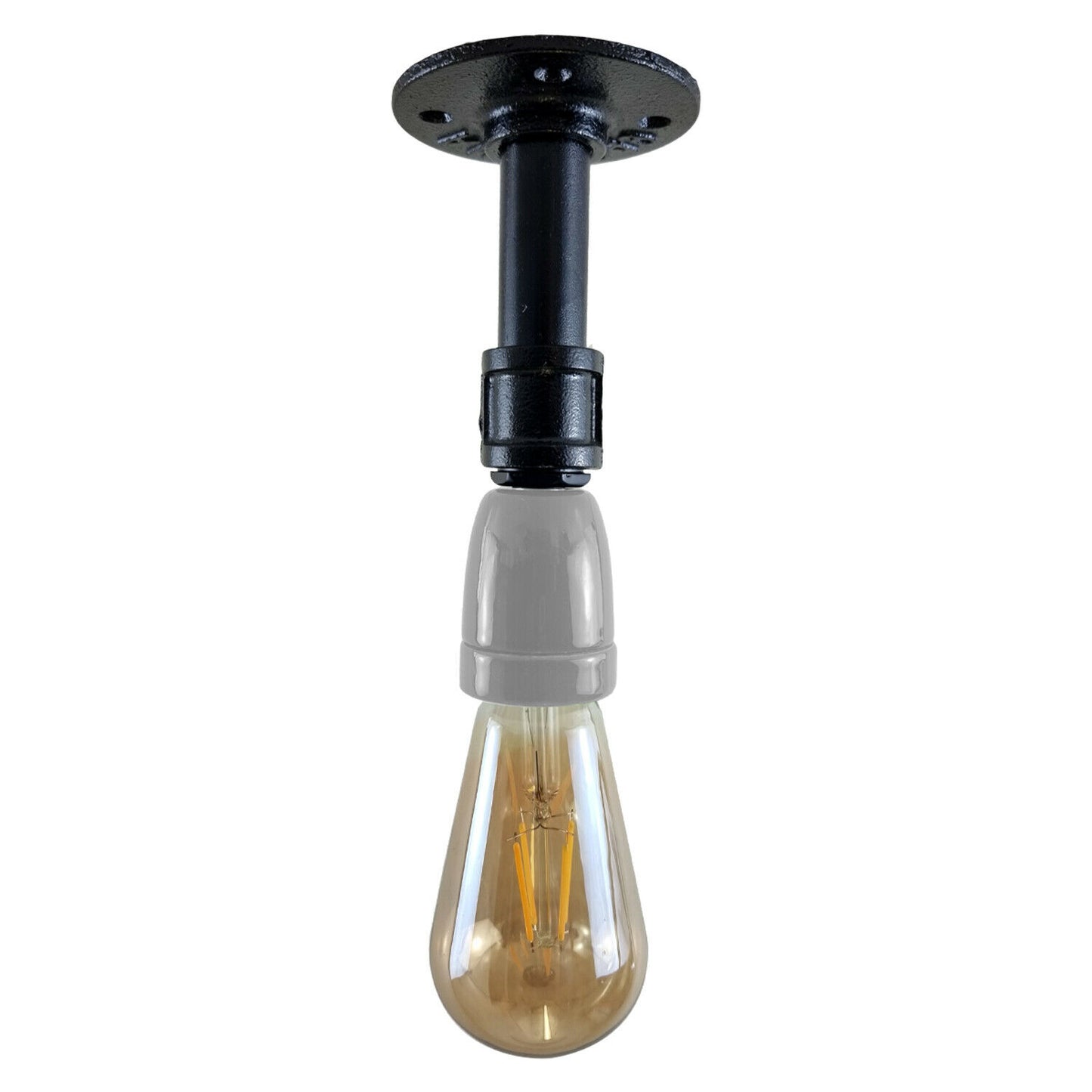 Vintage Industrial E27 Holder White Ceiling Light Fitting Flush Pipe Vintage Lighting~2620