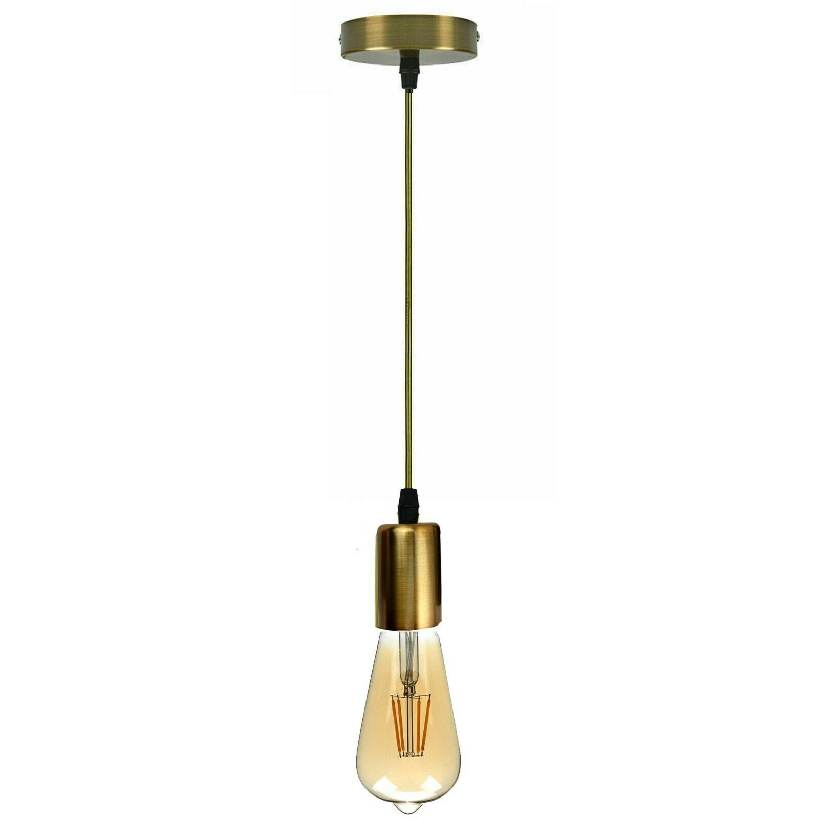 Vintage E27 Base Suspension Pendant Yellow Brass Lamp Holder