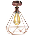 Vintage Retro Industrial Geometric Cage Flush Mount Light