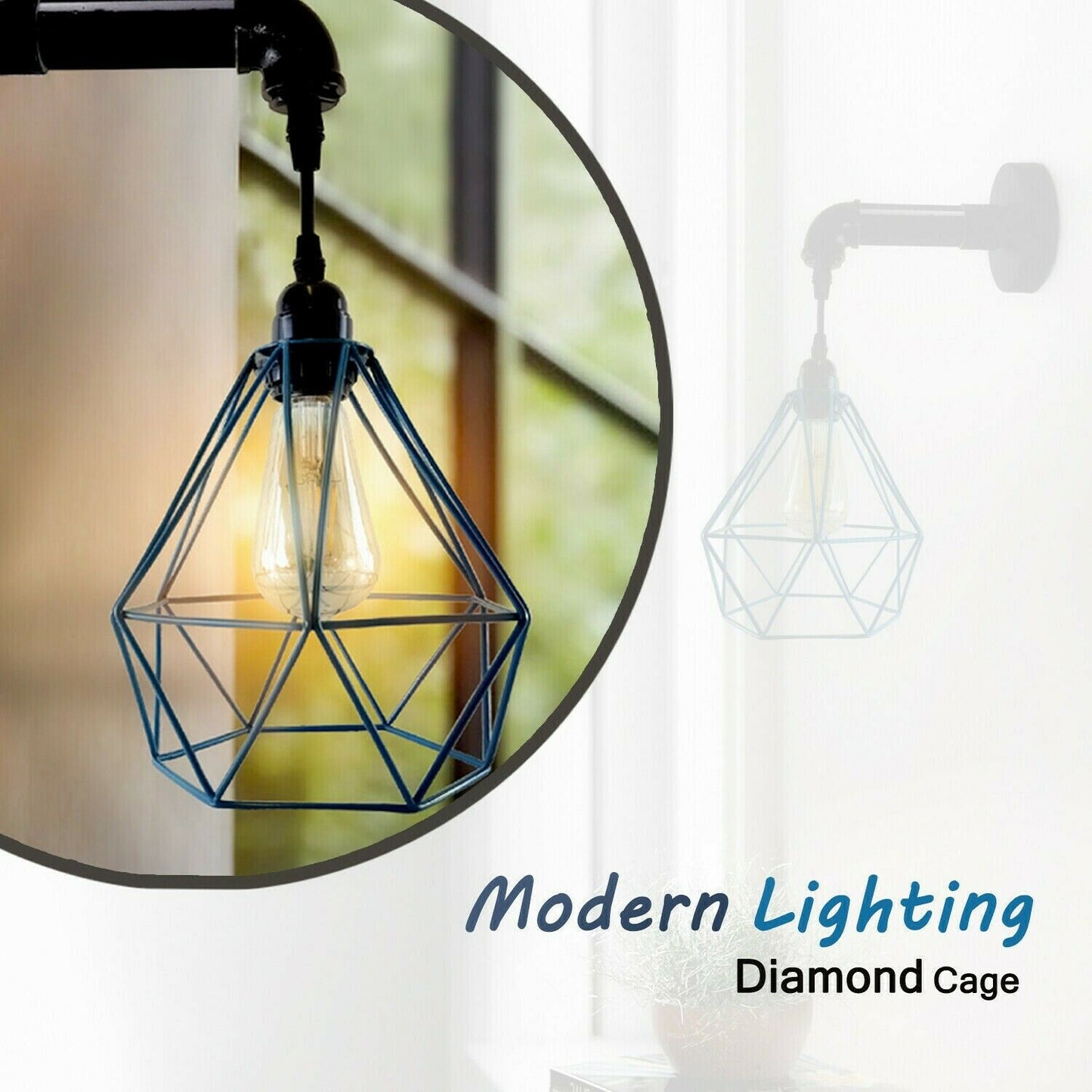 Modern Vintage Style Diamond Cage Wall Sconce Retro Pipe Lamp~2634