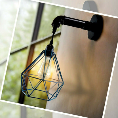 Modern Vintage Style Diamond Cage Wall Sconce Retro Pipe Lamp~2634