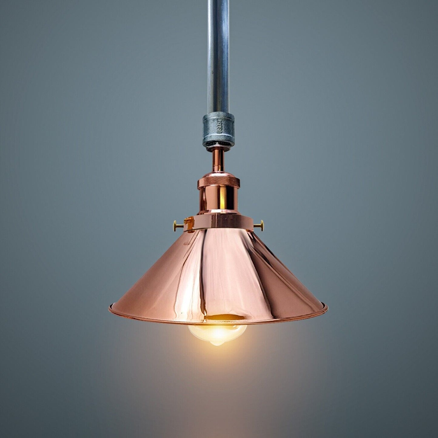 Suspended Vintage Ceiling Pipe Lights Galvanized and Rose Gold - Application Image 3