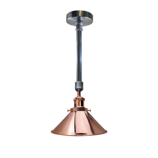 Suspended Vintage Ceiling Pipe Lights Galvanized and Rose Gold