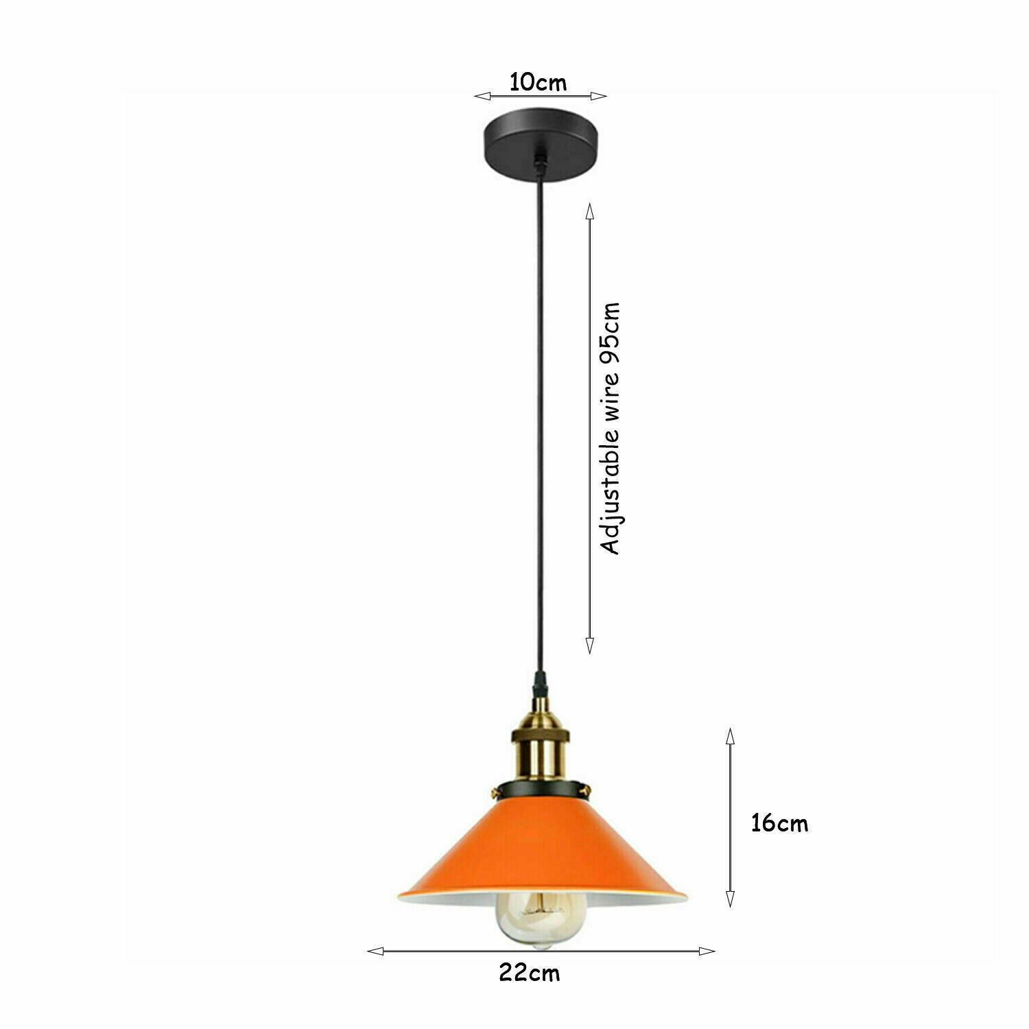 Vintage Chic Orange Cone Shade Adjustable Ceiling Pendant Light-Size image