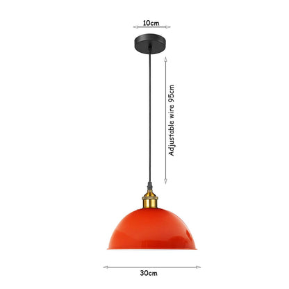 Modern Industrial Orange Curvy Lampshade Ceiling Pendant Light-Size Image