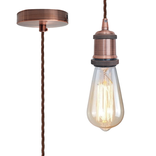 Vintage Copper Metal 2m E27 ceiling pendant Light lamp holder 