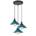 Vintage Industrial 3Head Blue Metal Shade Hanging Pendant Light