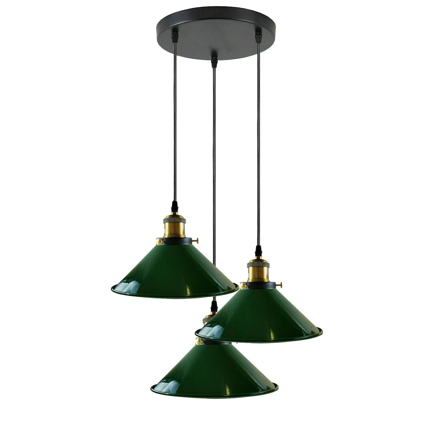 Industrial 3Head Green Metal Shade Ceiling Hanging Pendant Light