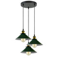 Industrial 3Head Green Metal Shade Ceiling Hanging Pendant Light