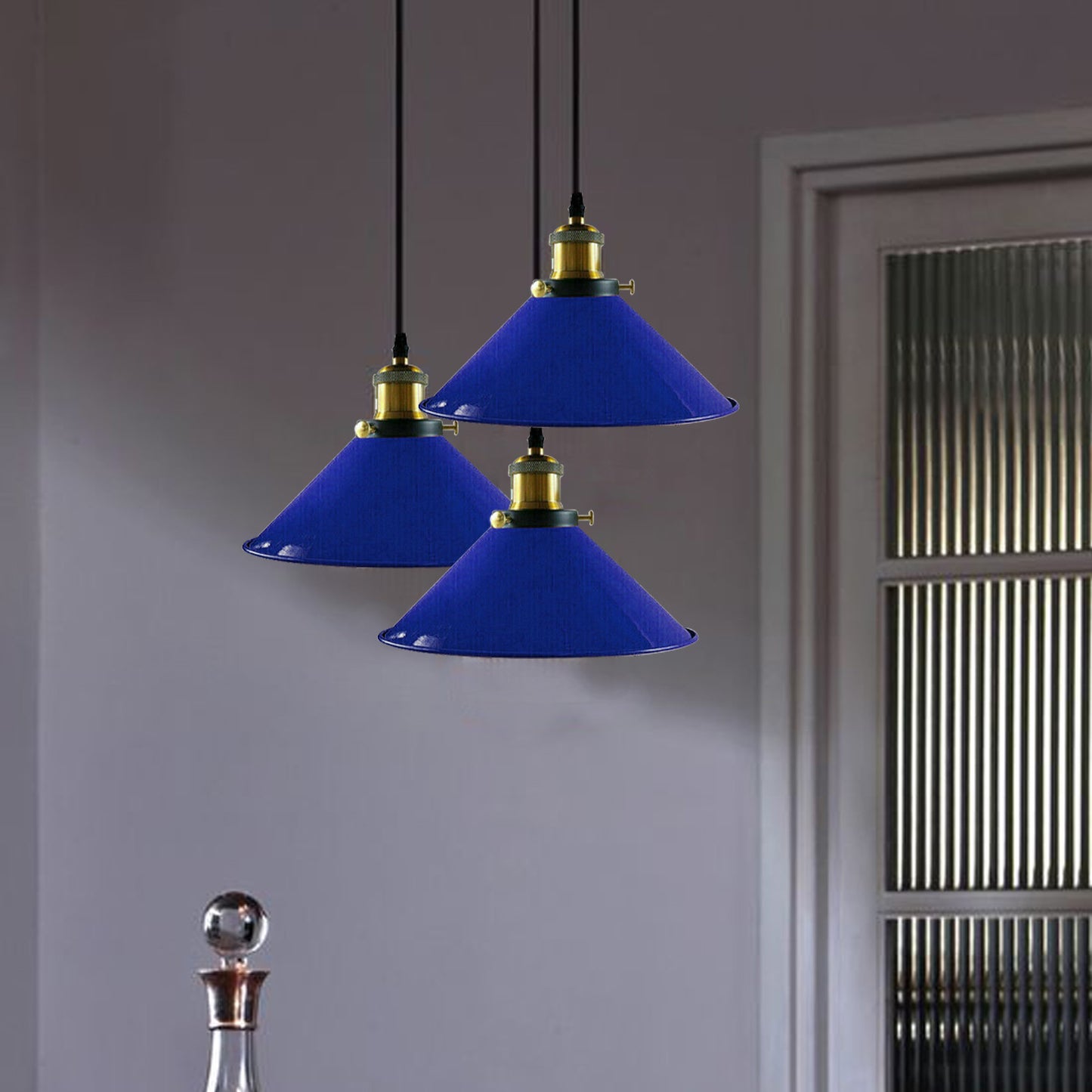 Vintage Retro Navy Blue Chandelier Ceiling Pendant LampShade-Application Image