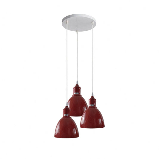 Industrial Modern Retro 3-way Burgundy Ceiling Pendant Light 