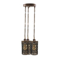  Vintage Retro 3 Way Drum Brushed Copper Cage Pendant Light