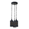 Contemporary Vintage Retro 3 Way Drum Black Cage Pendant Light