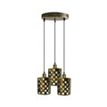 Industrial Retro 3 Way Drum Brushed Brass Cage Pendant Light
