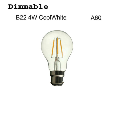Multi Pack 4W A60 Bayonet LED Light Bulbs Glass 6000K Cool White B22 LED Filament Dimmable~3007