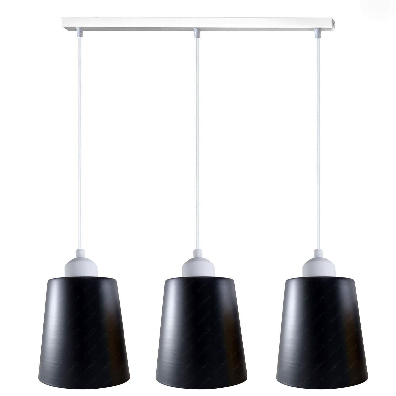 Industrial Modern 3 Way Bell Shape Matt Black Pendant Light