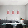 Industrial Modern Retro 3 Way Bell Shape Pink Pendant Light-Application image