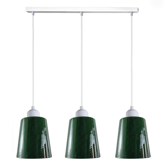 Modern Retro 3 Way Bell Shape Green Shade Pendant Light