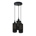 Industrial Vintage Retro 3 Way Round Black Cage Pendant Light 
