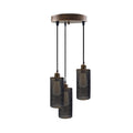 Industrial Retro 3 Way Drum Brushed Copper Cage Pendant Light