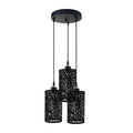 Industrial Drum Cage Black Metal 3 Way Pendant Cage Light 