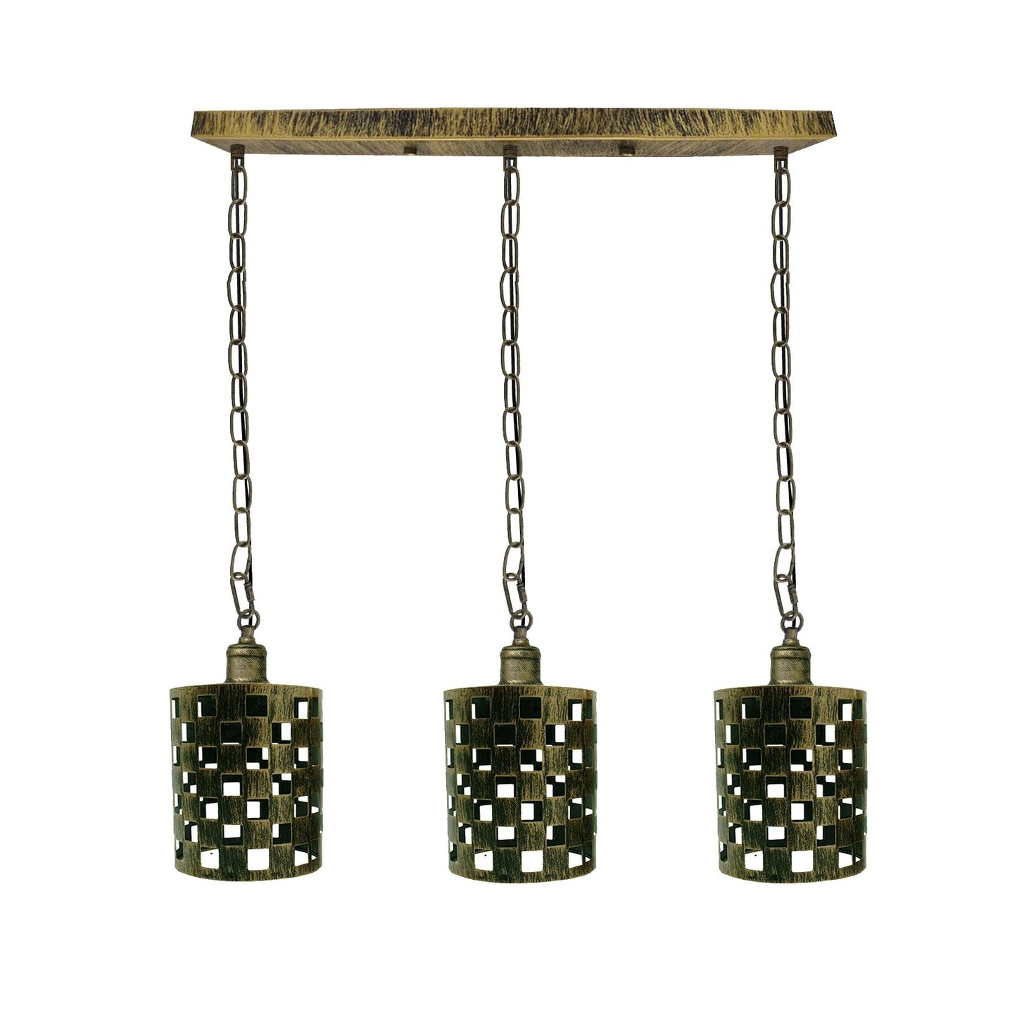 Industrial Vintage Brushed Brass Metal Drum shape Chain Ceiling light