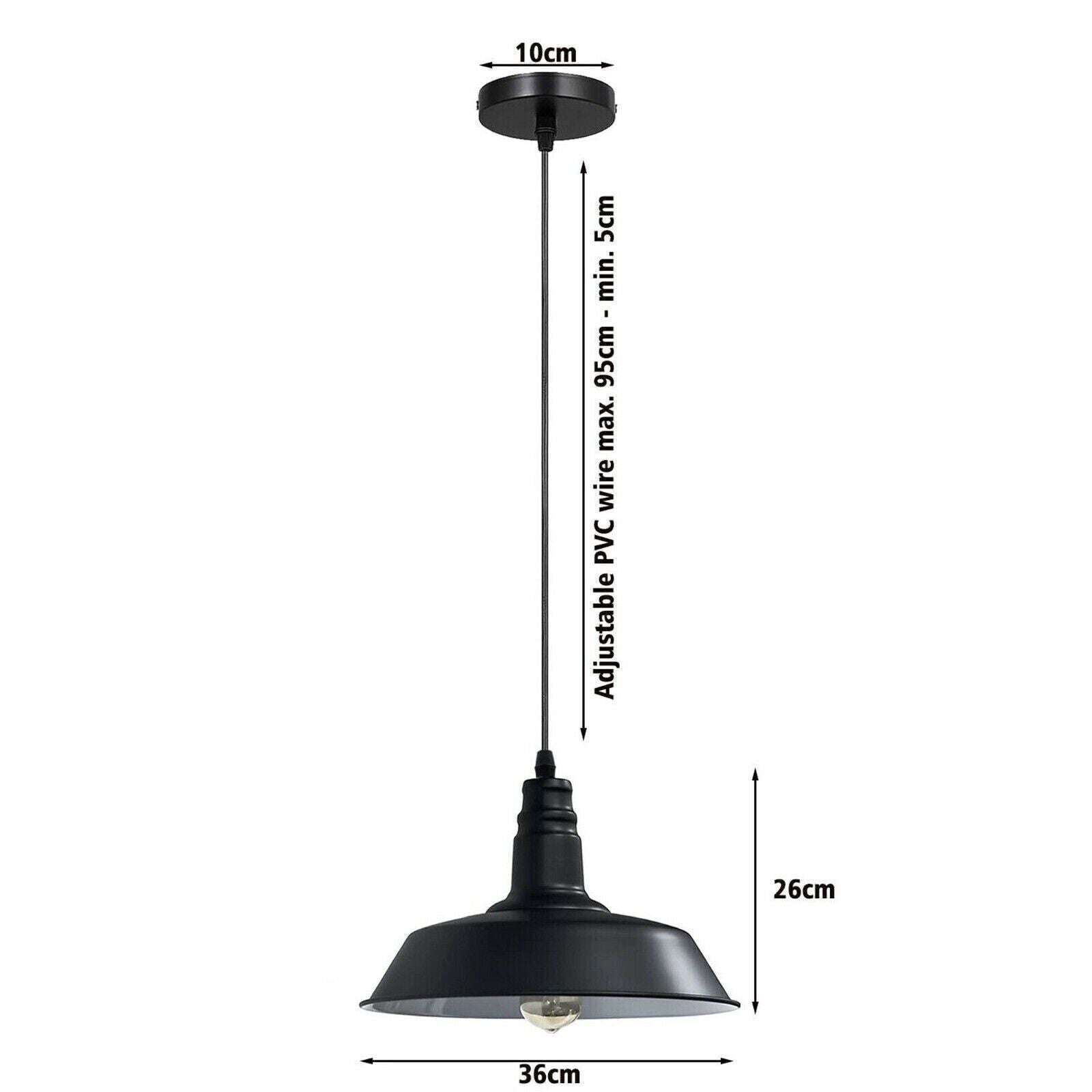 Modern adjustable Hanging bowl Black pendant Lamp E27 holder-Size image