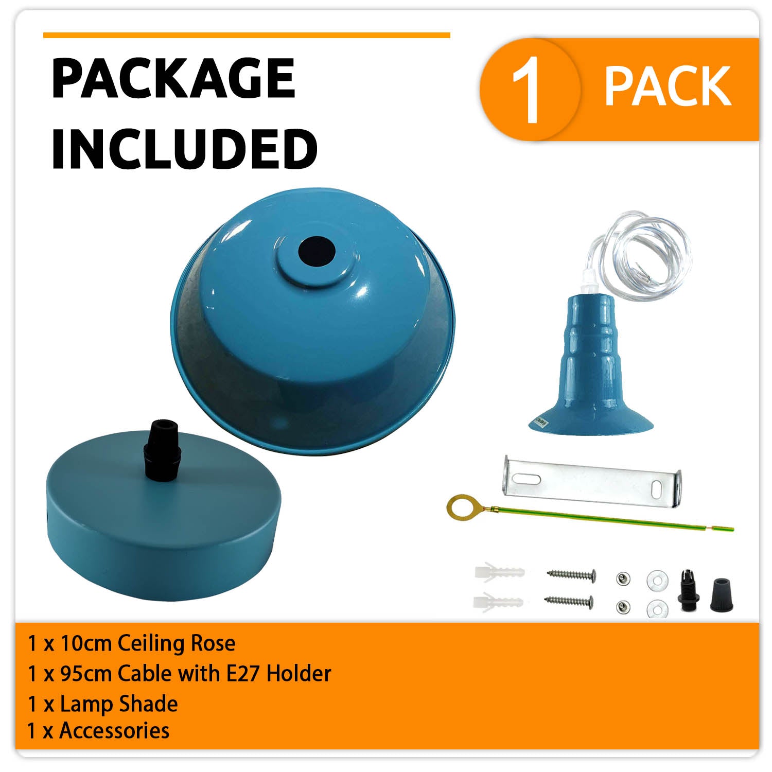 Modern Adjustable Hanging Bowl Blue Pendant Lamp E27 Holder-Detail image