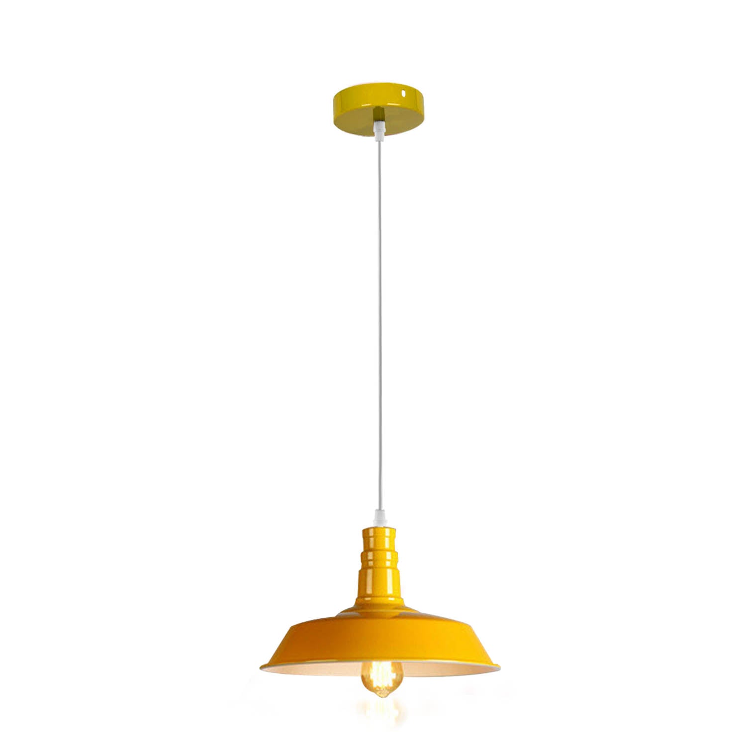 Modern Adjustable Hanging Bowl Yellow Pendant Lamp E27 Holder