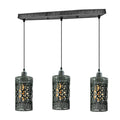 Vintage Retro 3 Way Drum Cylinder Brushed Silver Pendant Light