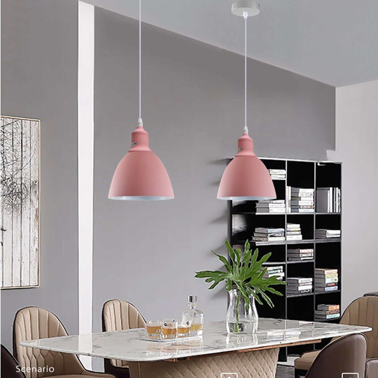 Modern Adjustable Retro 3-way Pink Ceiling Pendant Light-Application image