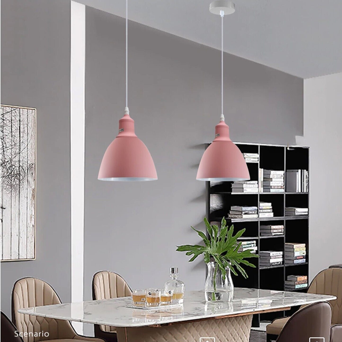 Modern Adjustable Retro 3-way Pink Ceiling Pendant Light- Application Image 