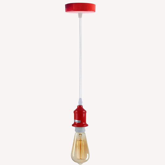 Industrial Vintage Red Ceiling Light Fitting E27 Pendant Holder