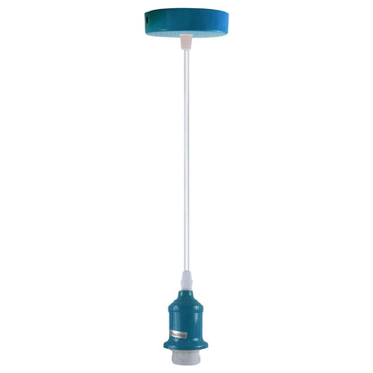 Industrial Vintage Cyan Blue Ceiling Pendant Lamp E27 Holder