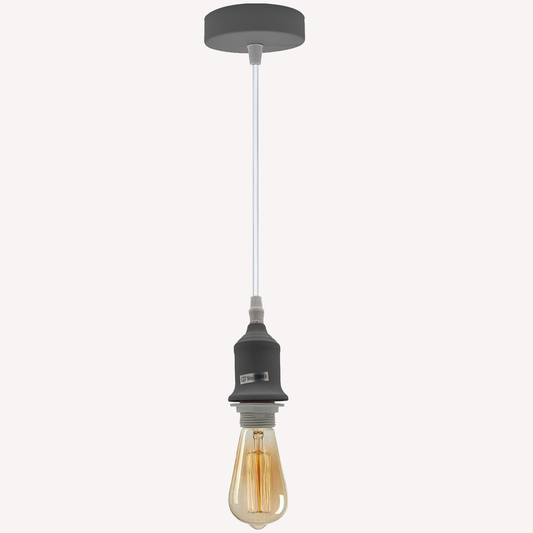 Industrial Vintage Grey Ceiling Pendant Lamp E27 Holder