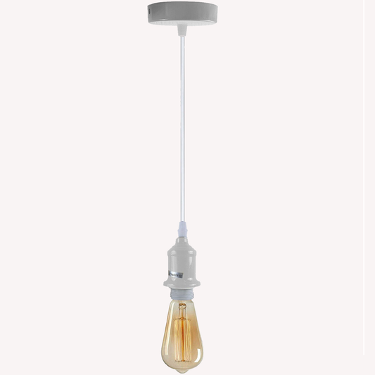 Industrial Vintage White Ceiling Pendant Lamp E27 Holder