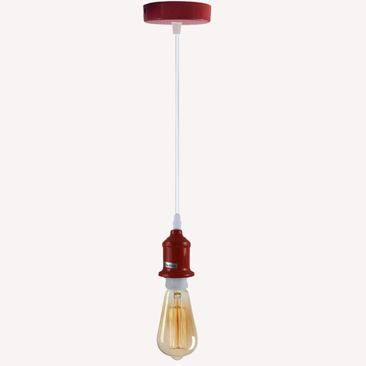 Industrial Vintage Burgundy Ceiling Light Fitting E27 Pendant Holder