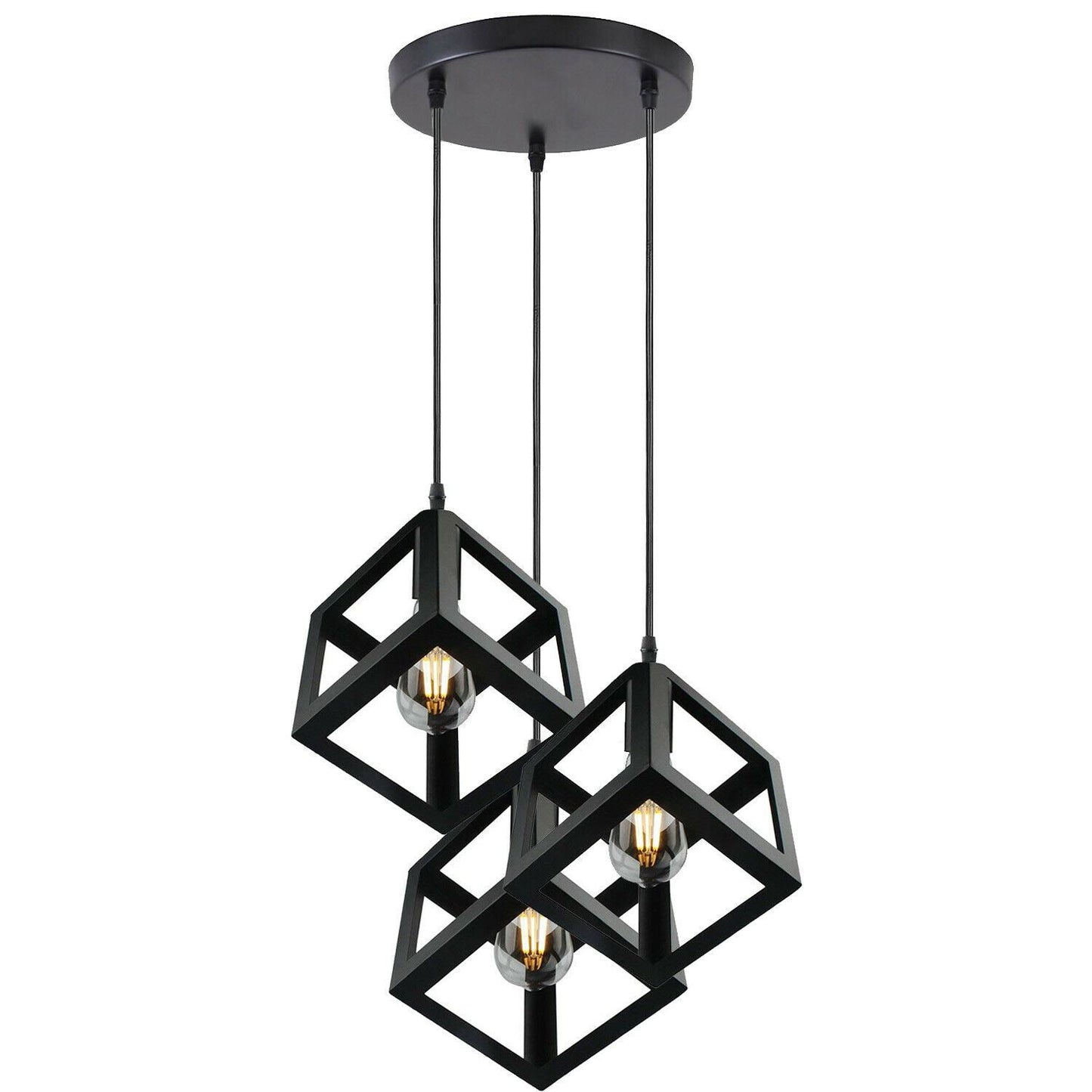 Square Shaped Metal Lamp Shade Industrial Retro Loft Style Suspended Ceiling Pendant Light~2531