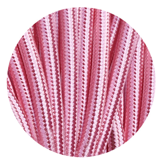 Vintage Shiny Pink Fabric 3 Core Round Italian Braided Cable 0.75mm - Vintagelite
